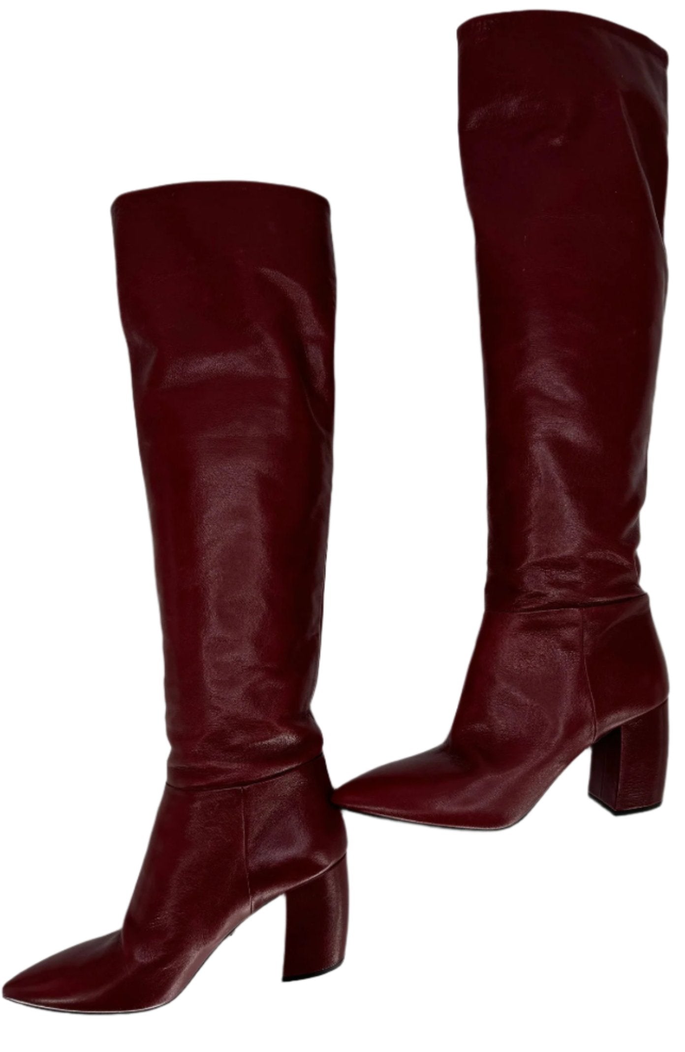 Prada burgundy leather Cuban slouchy slip-on boots - Size 39