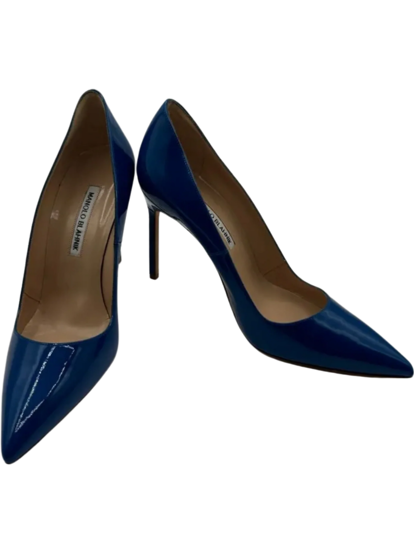 Manolo Blahnik Blue Patent Leather BB Pointed Toe Pumps - Size 39