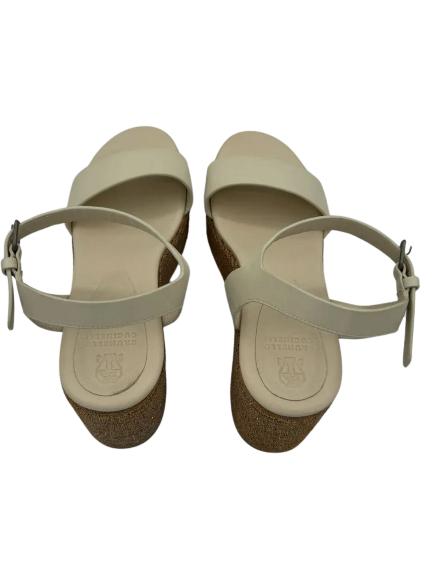 *NEW* Brunello Cucinelli Stripe Platform Leather Wedge Sandals