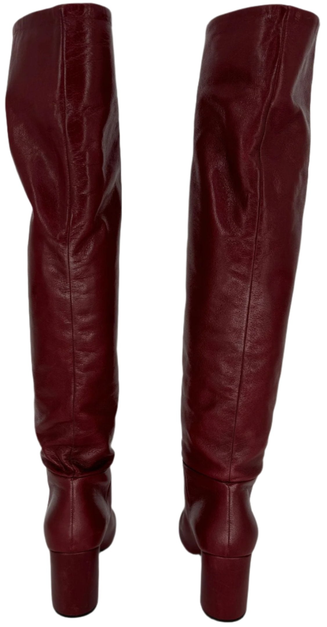 Prada burgundy leather Cuban slouchy slip-on boots - Size 39