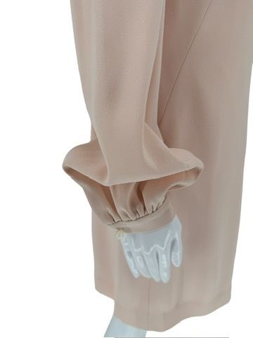 Pamella Roland Blush Cold-Shoulder Dress with Pearlized Button Detail – Large