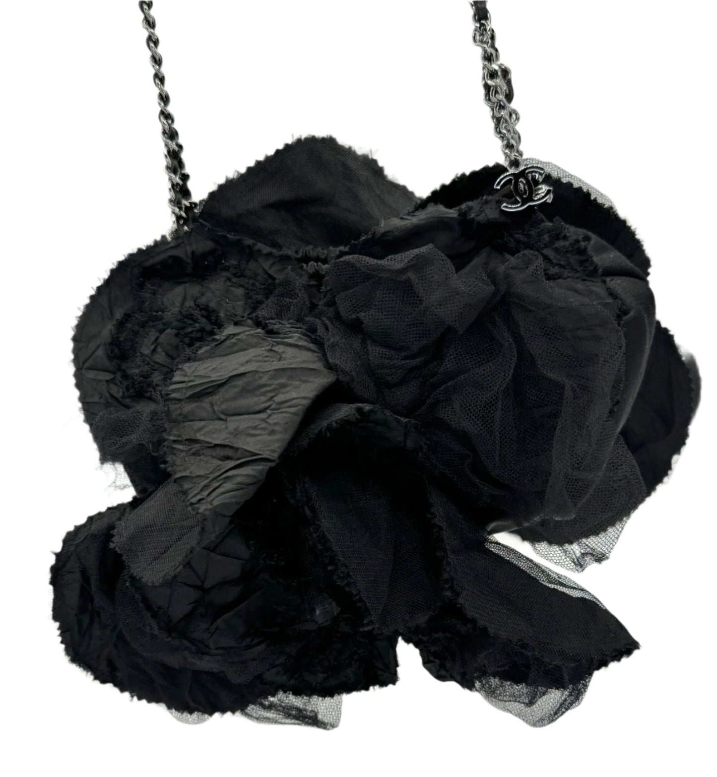 Chanel Satin Camellia Shoulder Bag