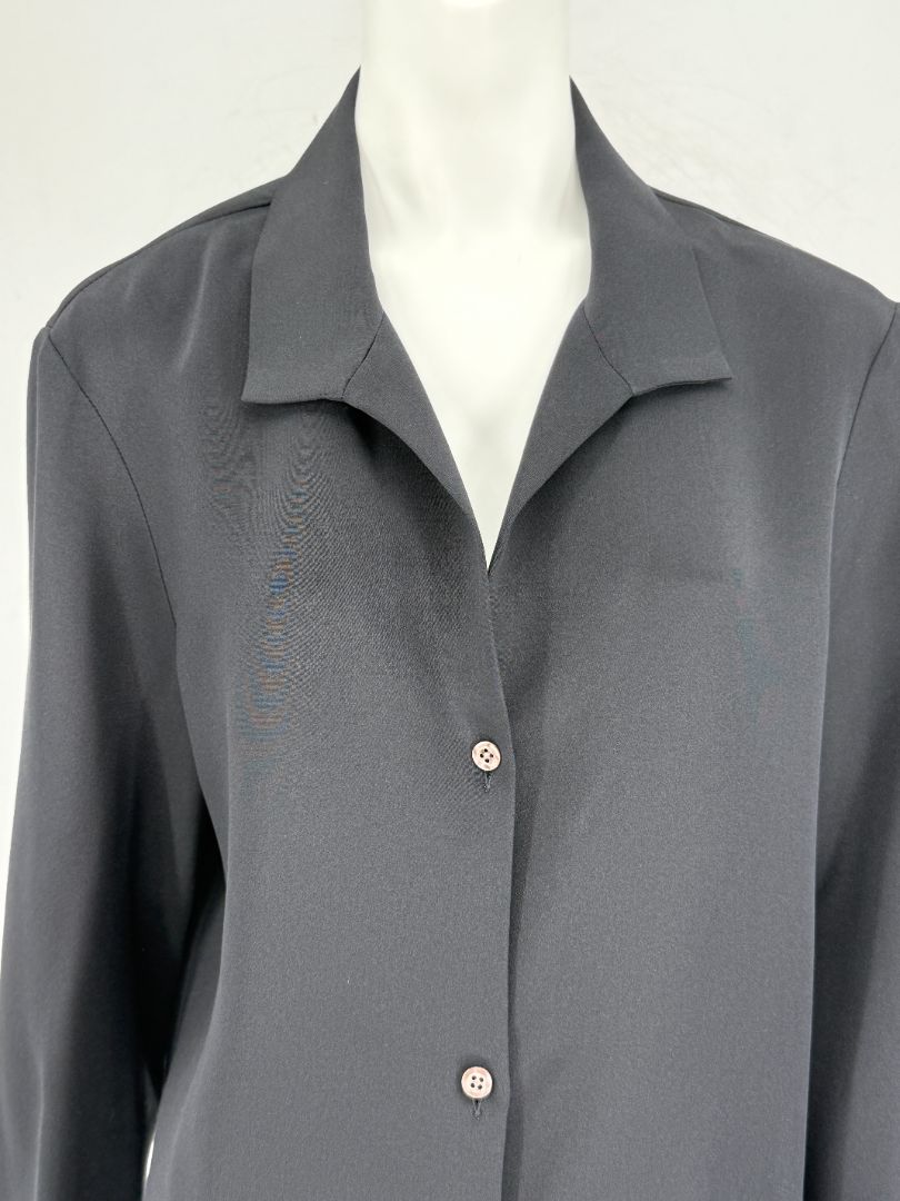 Peter Cohen Black Silk Convertible Collar Blouse – Size L