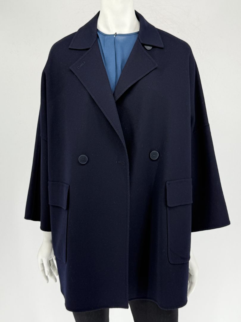 Loro Piana “Gift of Kings” Navy Wool Double-Breasted Swing Coat – Size S