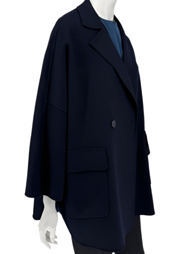 Loro Piana “Gift of Kings” Navy Wool Double-Breasted Swing Coat – Size S