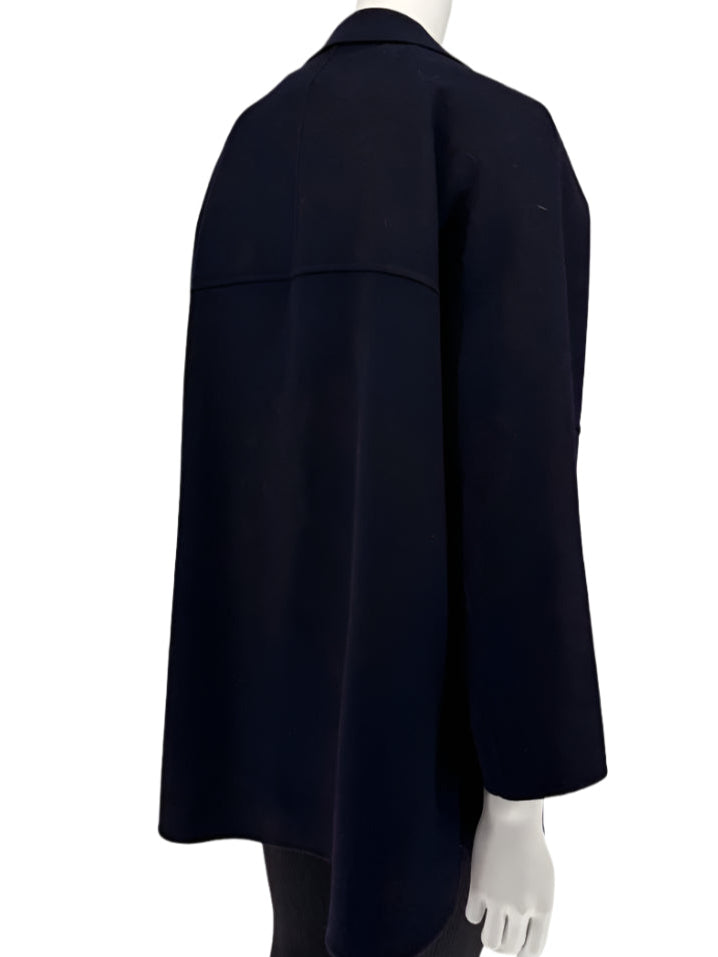 Loro Piana “Gift of Kings” Navy Wool Double-Breasted Swing Coat – Size S