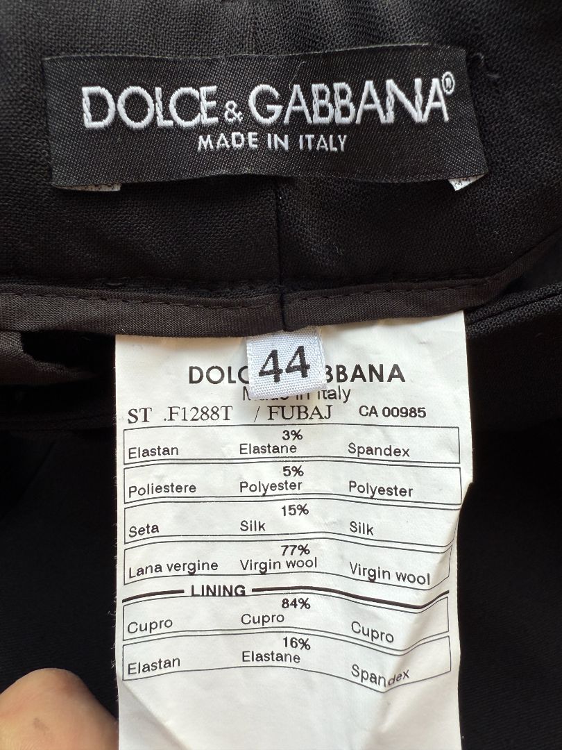 Dolce & Gabbana Black Wool-Silk Blend Tuxedo Blazer & Pants Set – Size IT 44 (US 8)