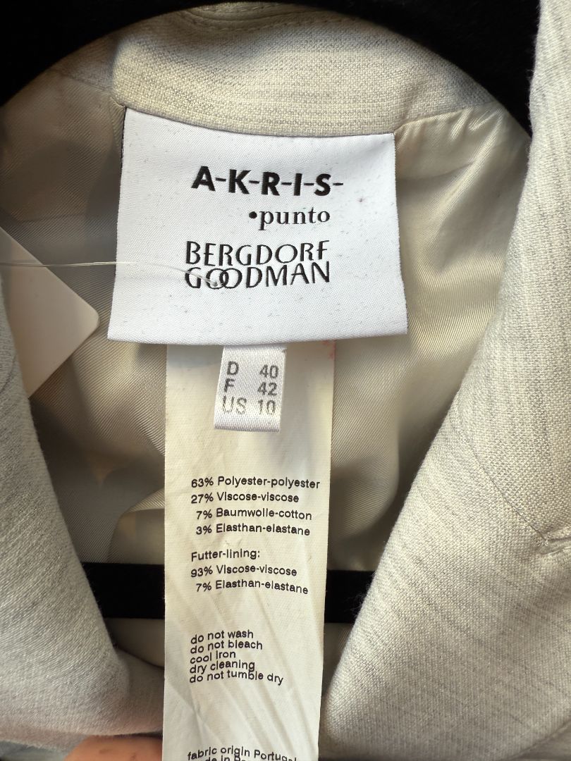 Akris Punto Light Grey Mélange Blazer & Pants Suit Set – Size US 10