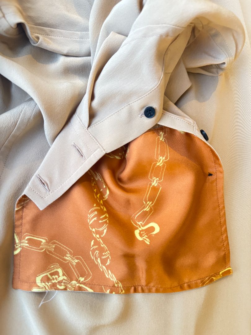 NWT Victoria Beckham Camel Silk Tie-Neck Blouse – Size US 6