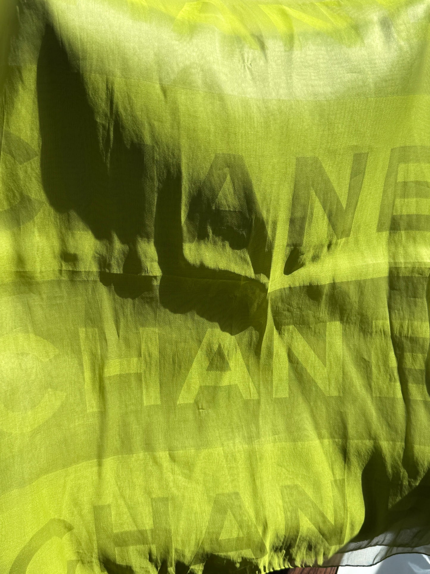 Chanel Sheer Logo Scarf in Chartreuse Green – Made in Italy