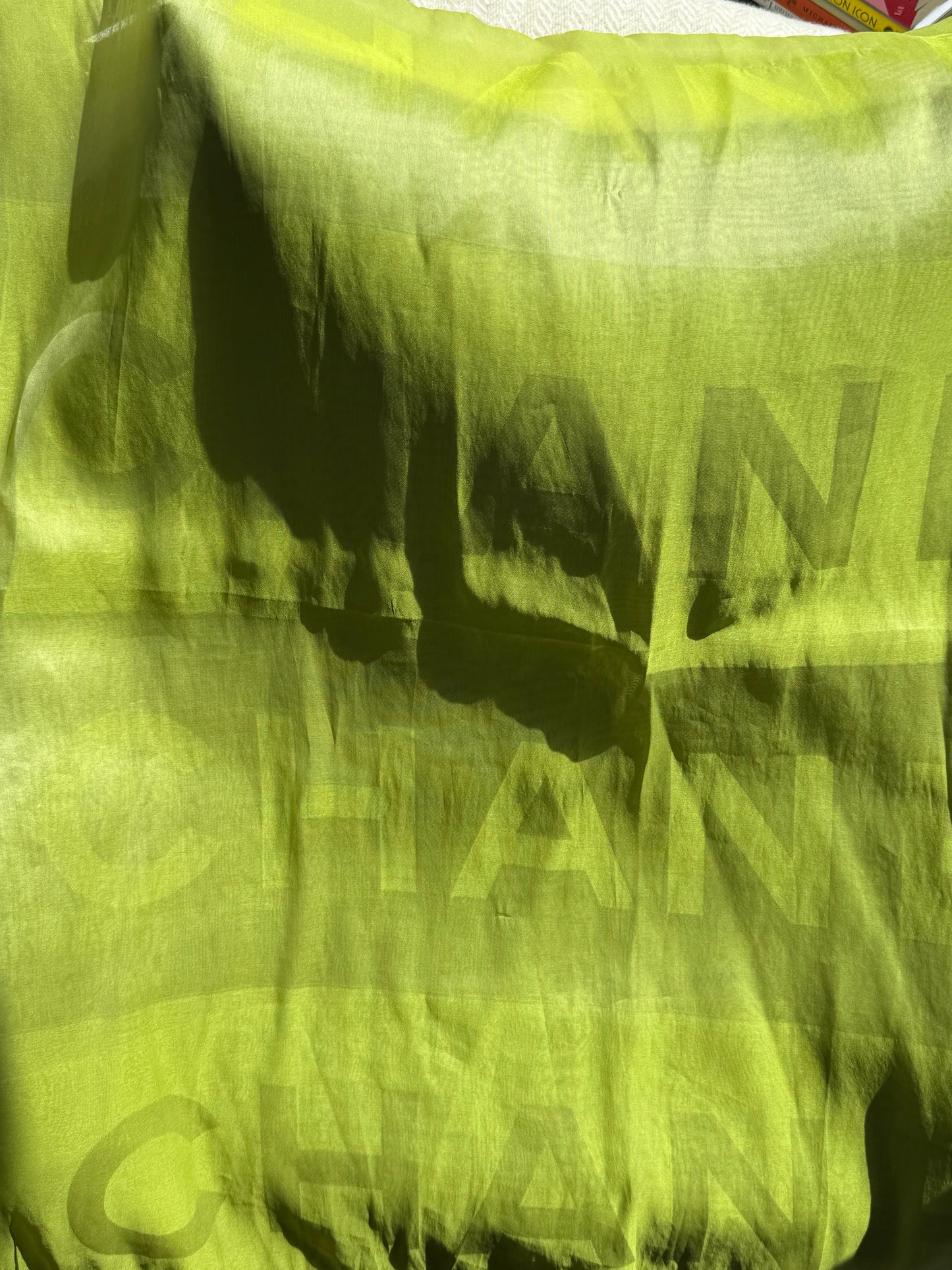 Chanel Sheer Logo Scarf in Chartreuse Green – Made in Italy