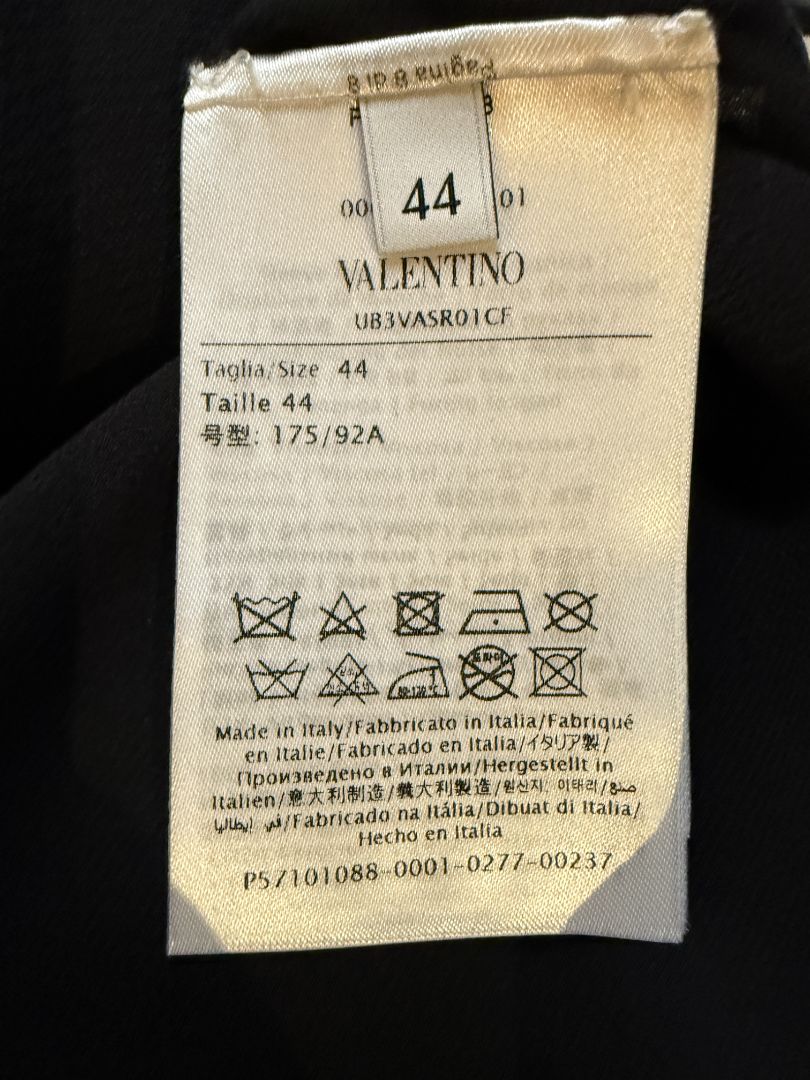Valentino Black Mini Dress with Embroidered Cuffs – Size 44 – Excellent Preowned Condition
