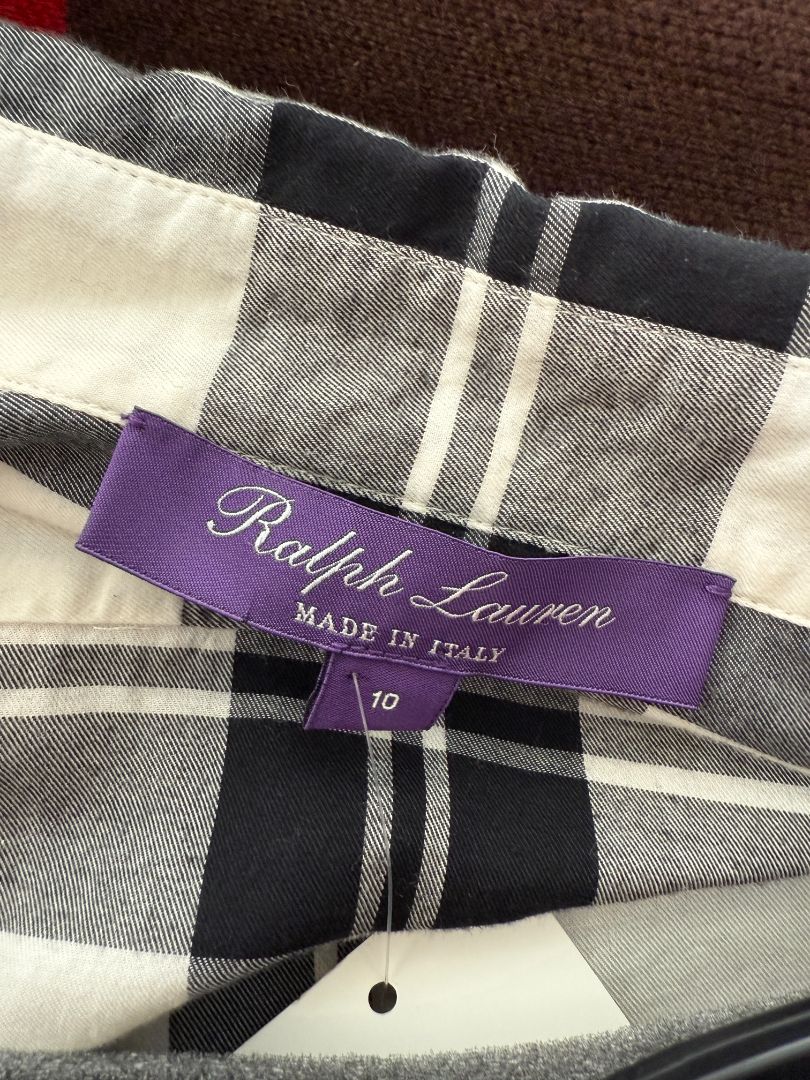 Ralph Lauren Purple Label Black & Ivory Plaid Button-Up Shirt – Size 10
