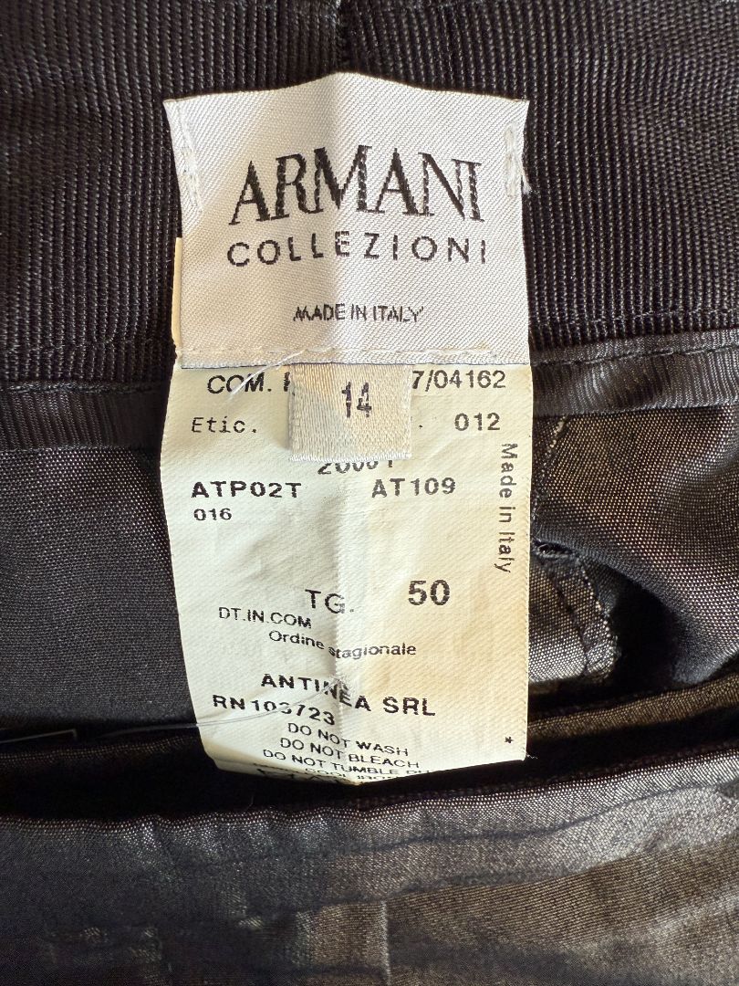 Armani Collezioni Charcoal Wide-Leg Cotton–Viscose Pants – Size 14 (IT 50)