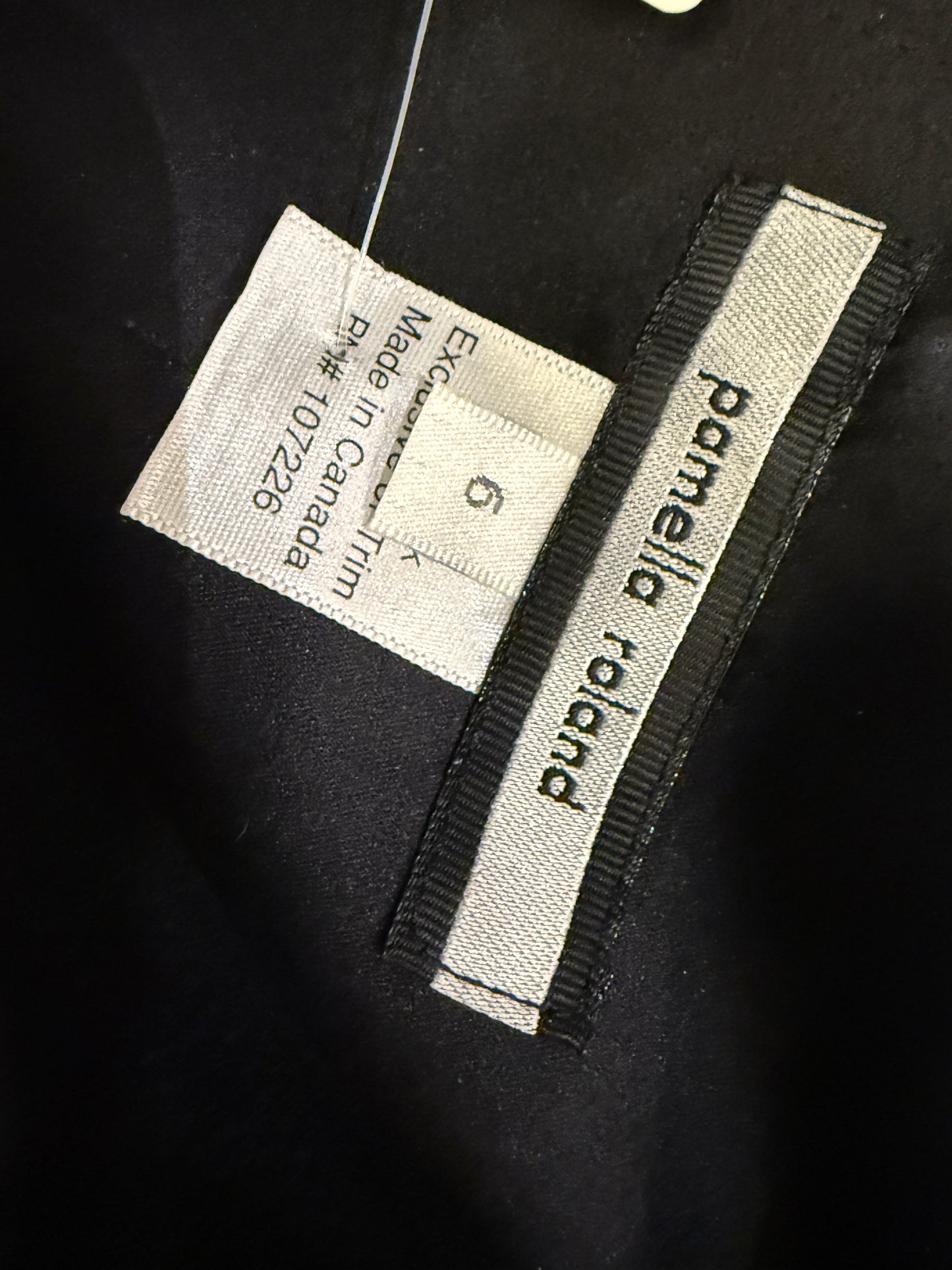 Pamella Roland Black Strapless Evening Dress Embellished Waist Sheer Sleeve Formal Gown - Size 6