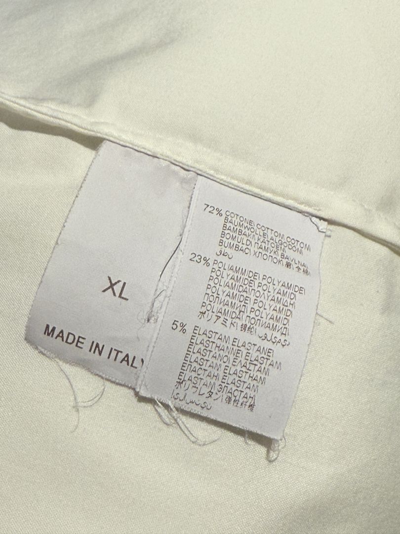 Brunello Cucinelli White Long Sleeve Blouse with Monili Trim Cuffs – Size XL