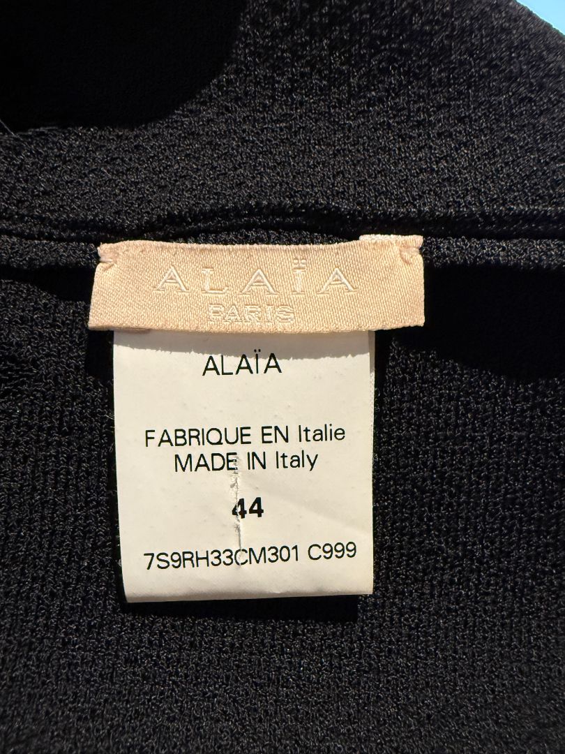 Alaïa Paris Black Zigzag Lace-Trim Knit Dress - Size 44