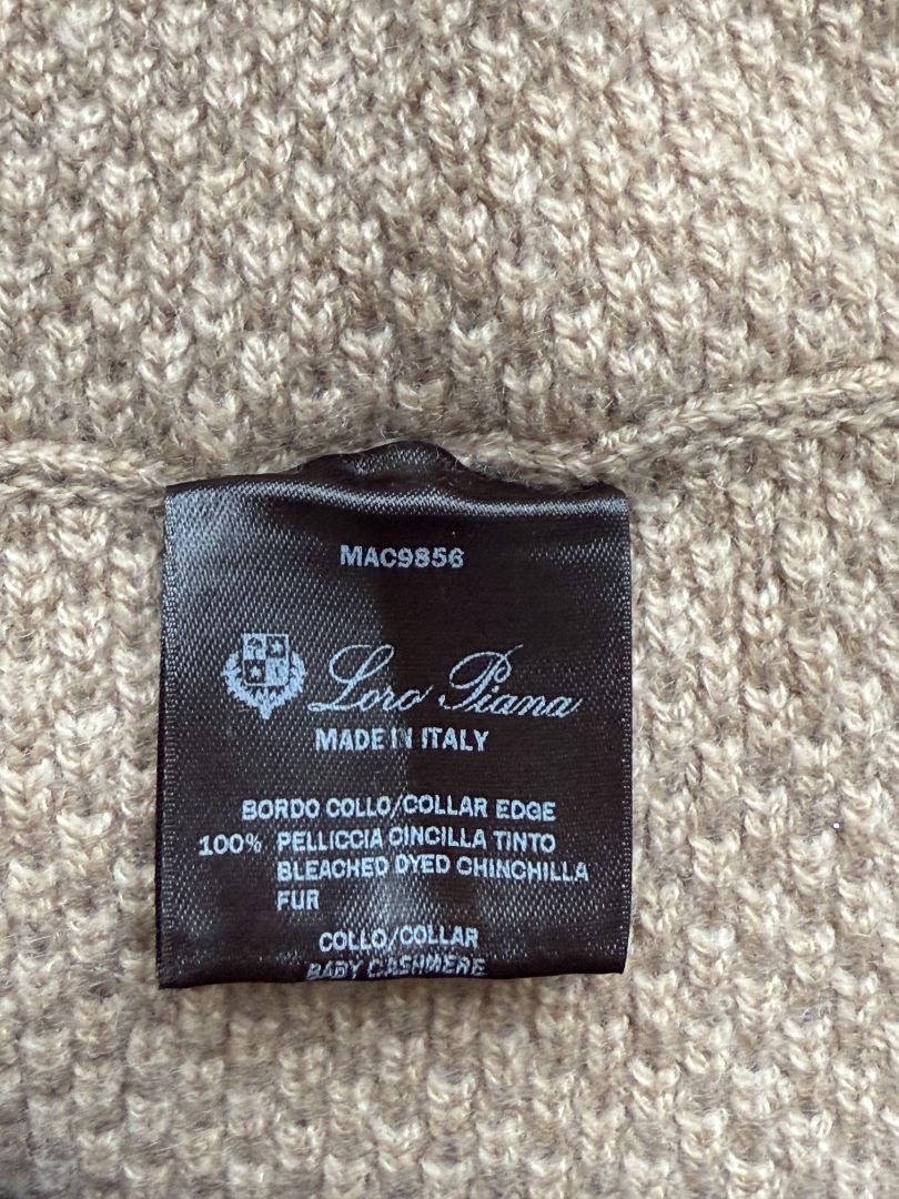 Loro Piana Camel Baby Cashmere Tunic Sweater with Chinchilla Trim – Size IT 44