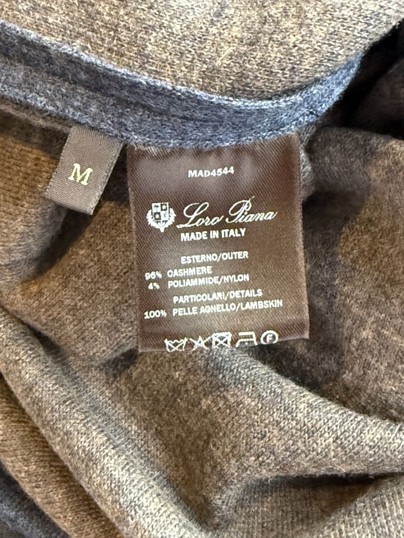 Loro Piana Blue Cashmere Funnel Neck Tunic with LP Zip – Size M
