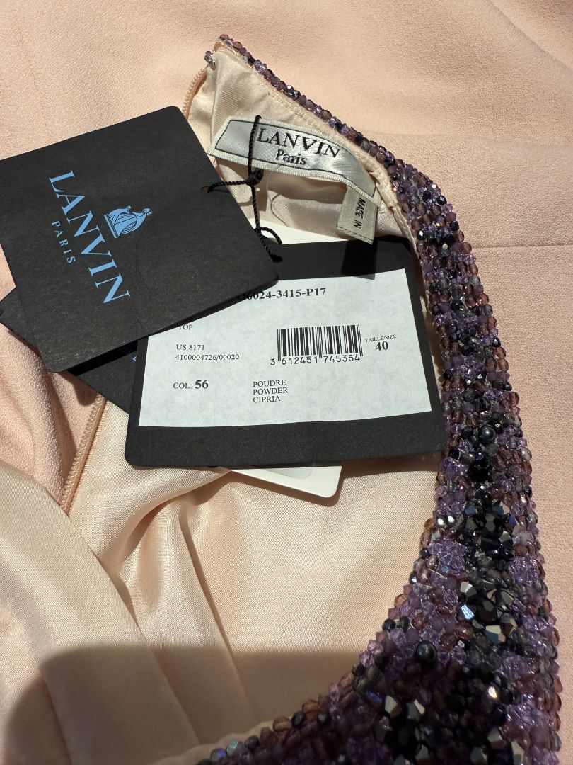 Lanvin Powder Pink Embellished Wool Top – Size FR 40