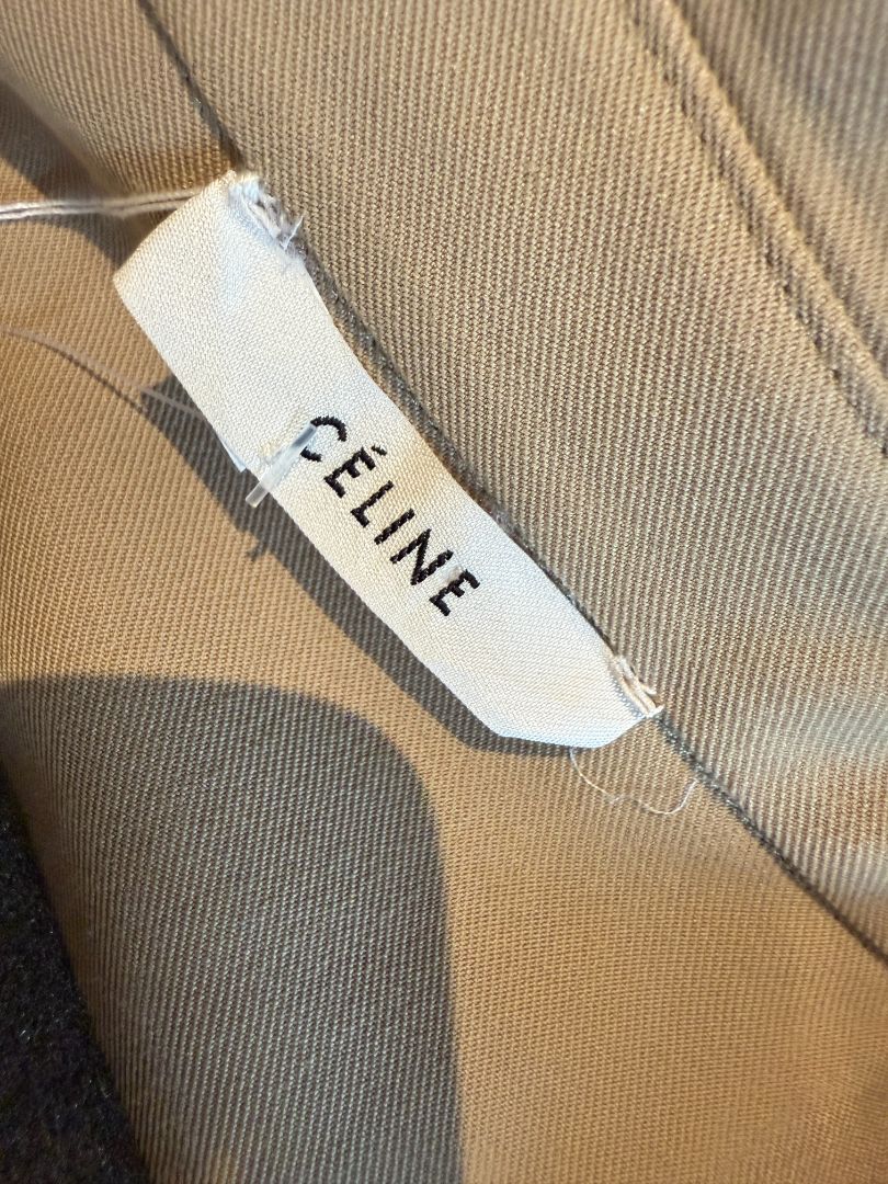 Céline Khaki Wool Belted Utility Midi Dress – Size FR 42 (US 8/10)