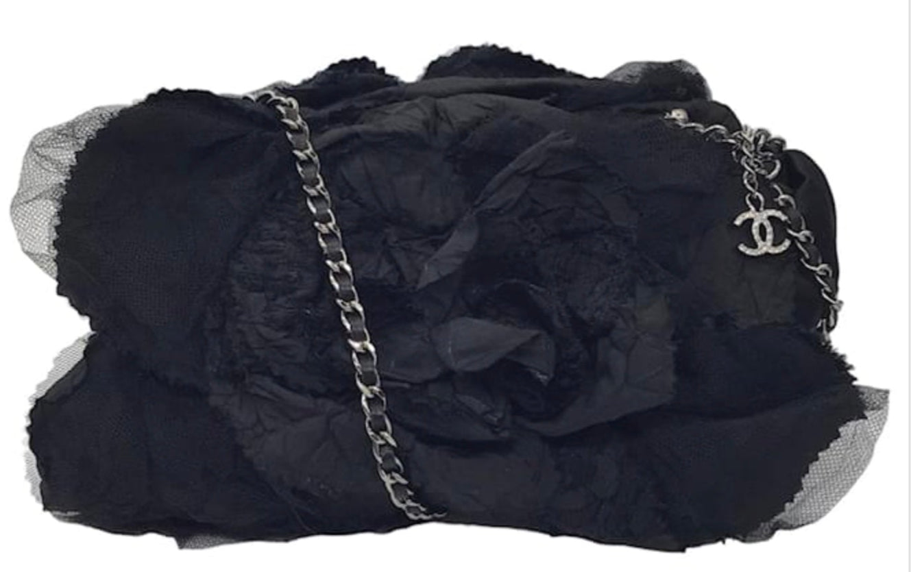 Chanel Satin Camellia Shoulder Bag