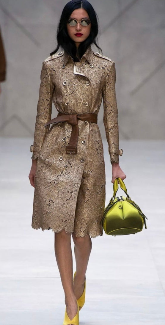 Runway BURBERRY Prorsum Laser Cut Goat Leather Trench Size Small