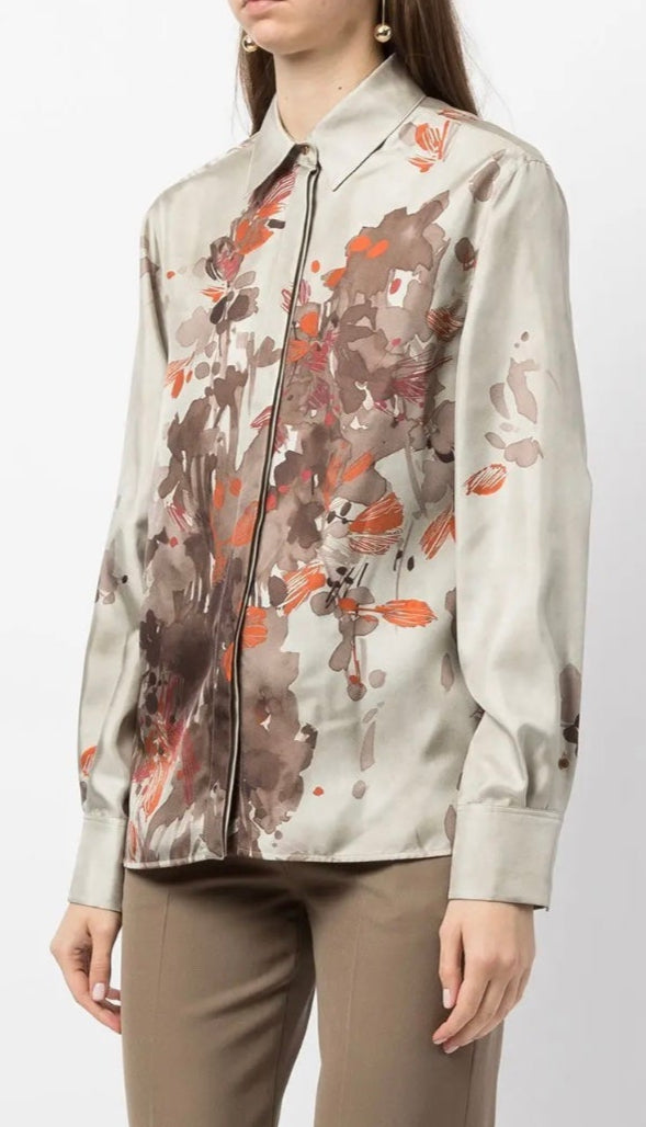 Agnona Printed Silk Shirt – Size 44 (IT)
