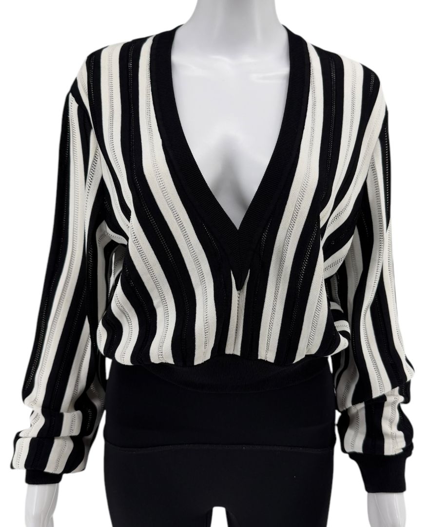 Givenchy Black & White Striped Knit Sweater – Size L