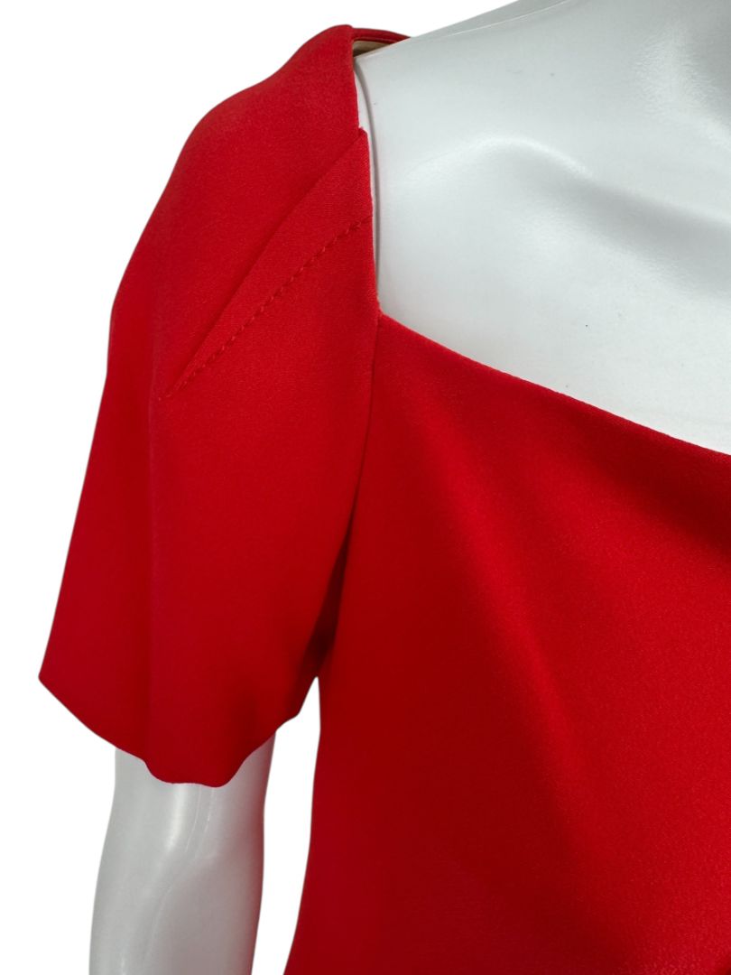 Pamella Roland Sculptural Red Cocktail Dress – Estimated Size 12