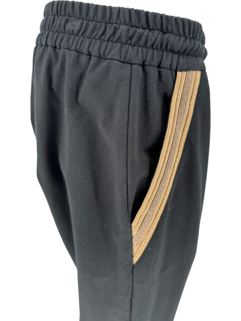 Brunello Cucinelli Black Cotton Joggers with Metallic Trim - Large