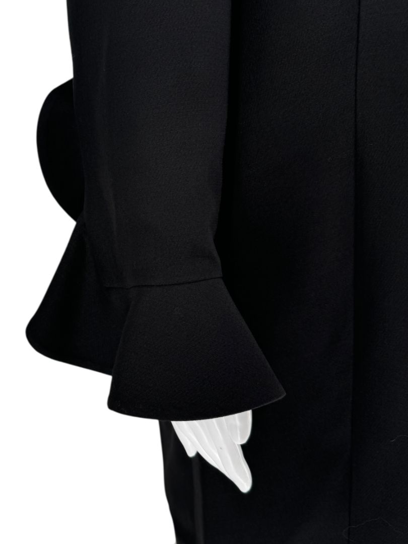Valentino Black Crepe Ruffle Cuff Dress - Size 10