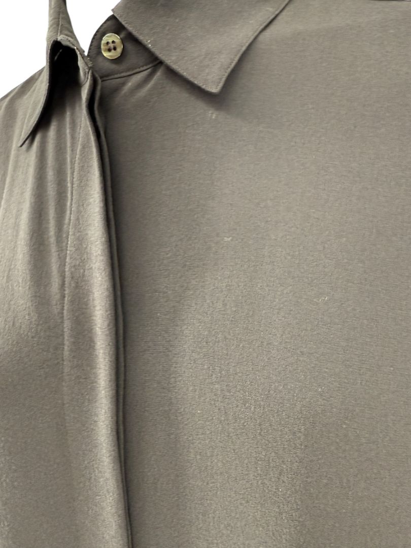 The Row Black Silk Button-Front Shirt – Size XS