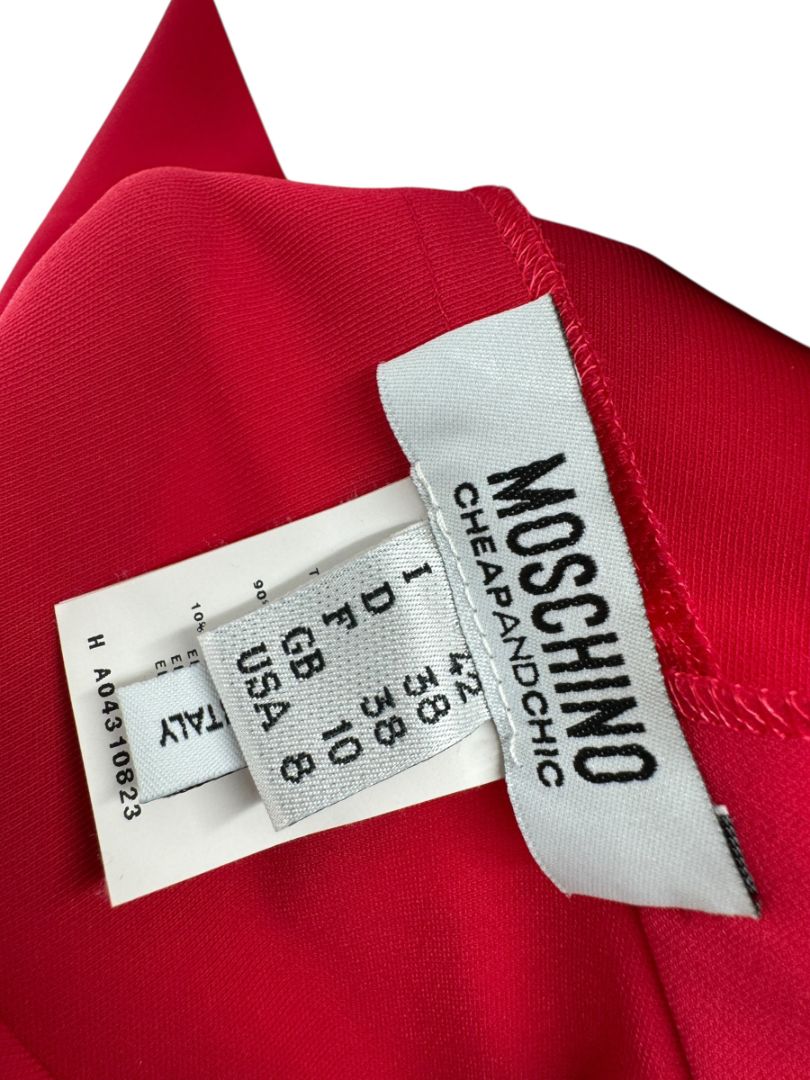 Moschino Cheap and Chic Red Drape-Back Mini Dress – Size 8 (IT 42)