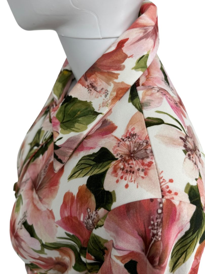 Pamella Roland Pink & Green Floral Belted Jacket – Large