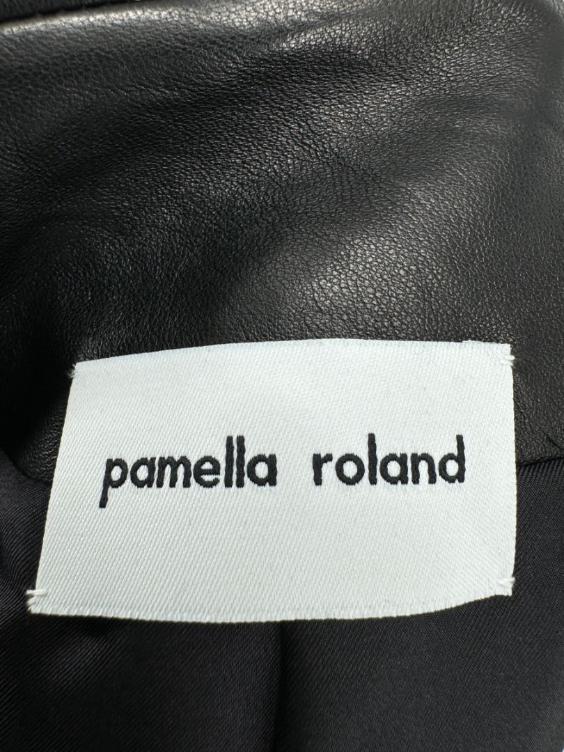 Pamella Roland Black Leather Moto Jacket - Large