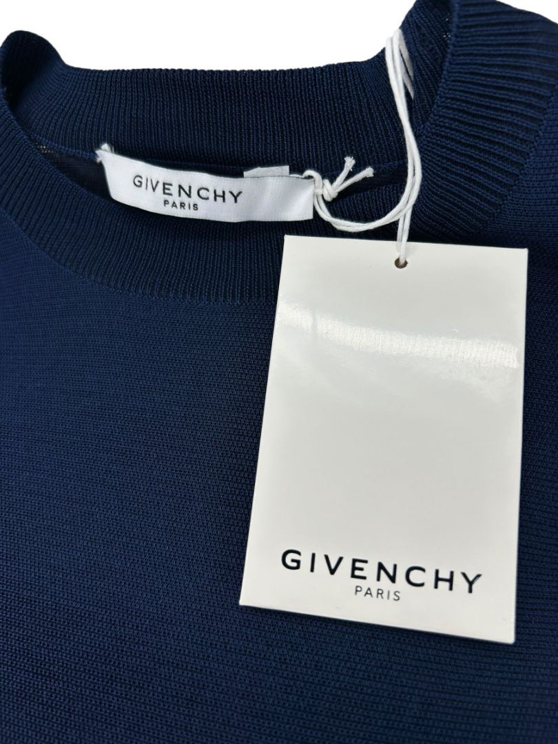 Givenchy Navy Draped Sleeve Silk-Blend Sweater – Size L