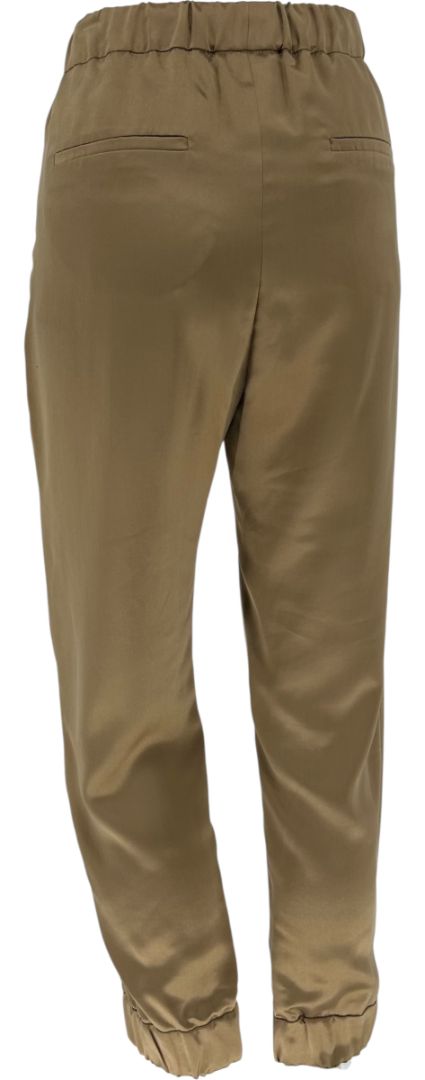 NWT Brunello Cucinelli Tan Silk Moto Jogger Pants – Size IT 44 / US 8