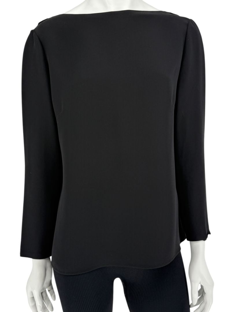 Valentino Black Draped Back Long Sleeve Blouse – Size 10 (IT 46)