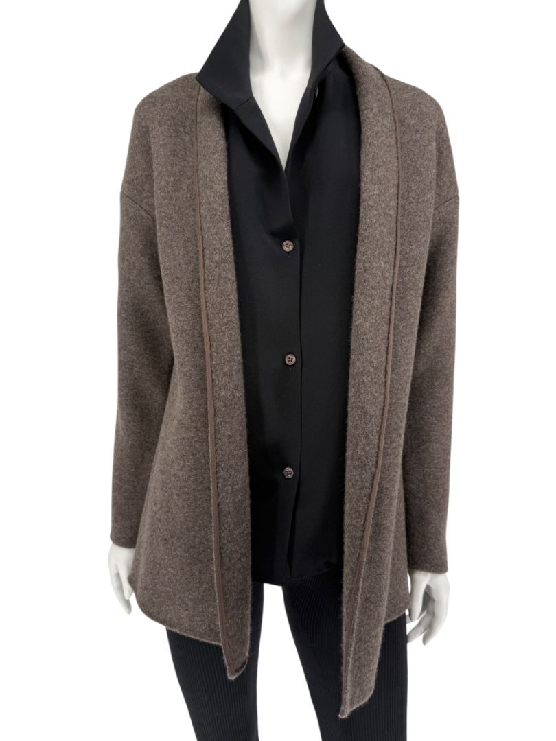 Peter Cohen Taupe Open-Front Cashmere Jacket – Size S