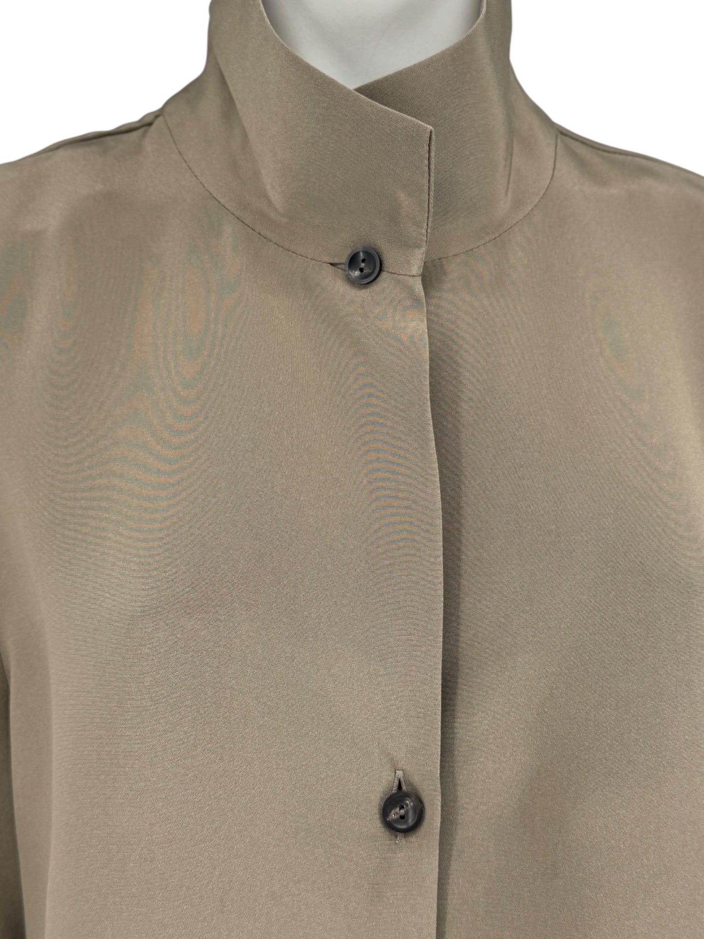 Peter Cohen Taupe Silk Convertible Collar Blouse – Size L