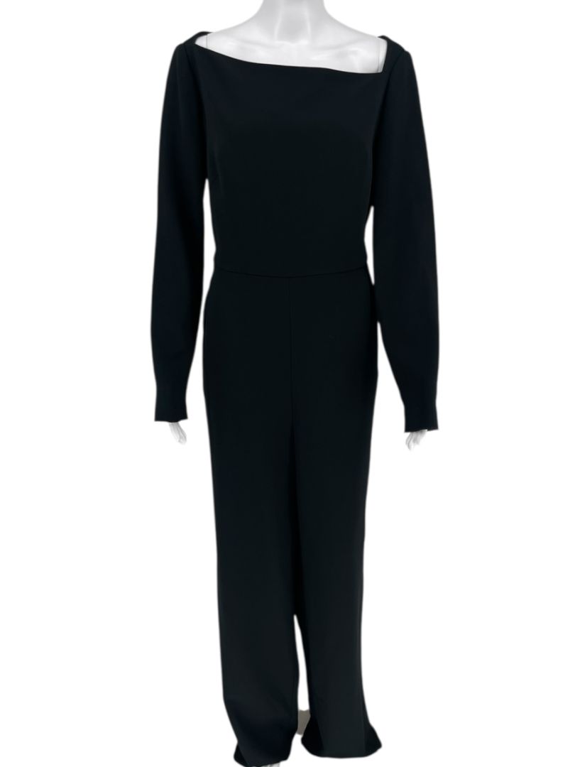 Pamella Roland Black Crepe Long Sleeve Jumpsuit – Size: Large