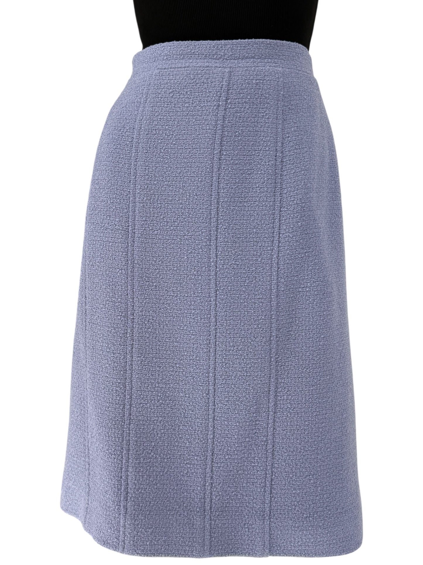 Fall 1998 Chanel Boutique Periwinkle Tweed Skirt Suit – Size FR 46