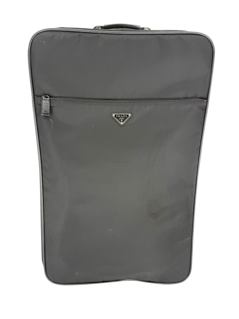 Prada Black Nylon Rolling Suitcase with Saffiano Leather Trim – 26.5" x 17.5" x 9.5"