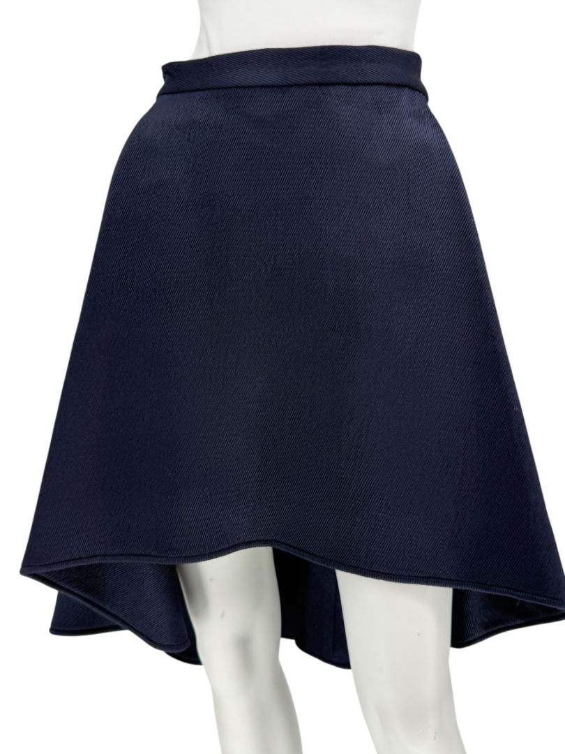 Pamella Roland Navy A-Line Skirt with Sculptural Hem - Large