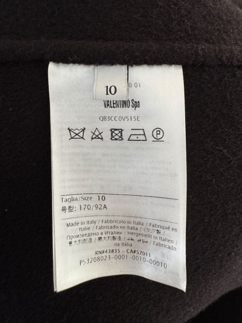 Valentino Black Wool/Cashmere Cape with Scalloped Edge – Size 10