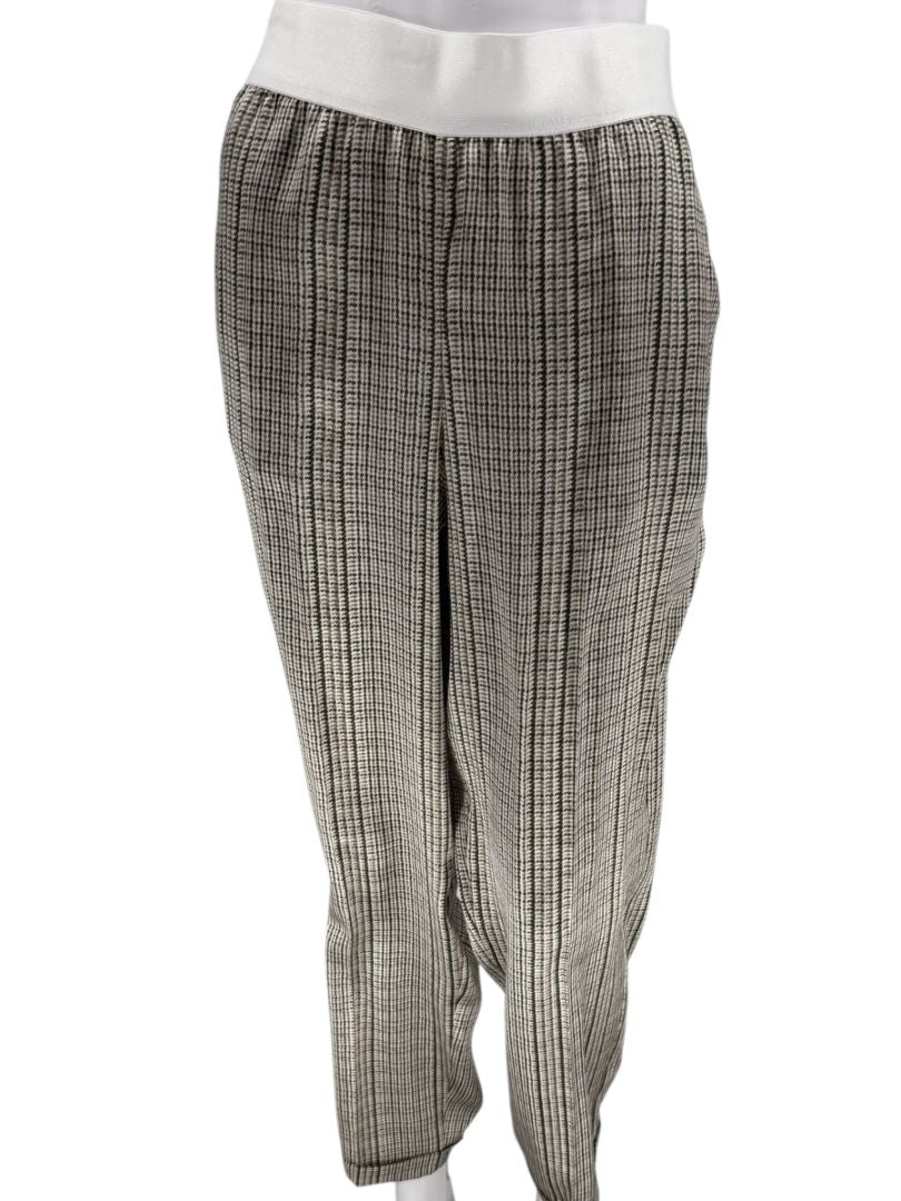 Kiton Olive & Taupe Silk Houndstooth Blouse and Pant Set – Size 46 (Fits M/L)