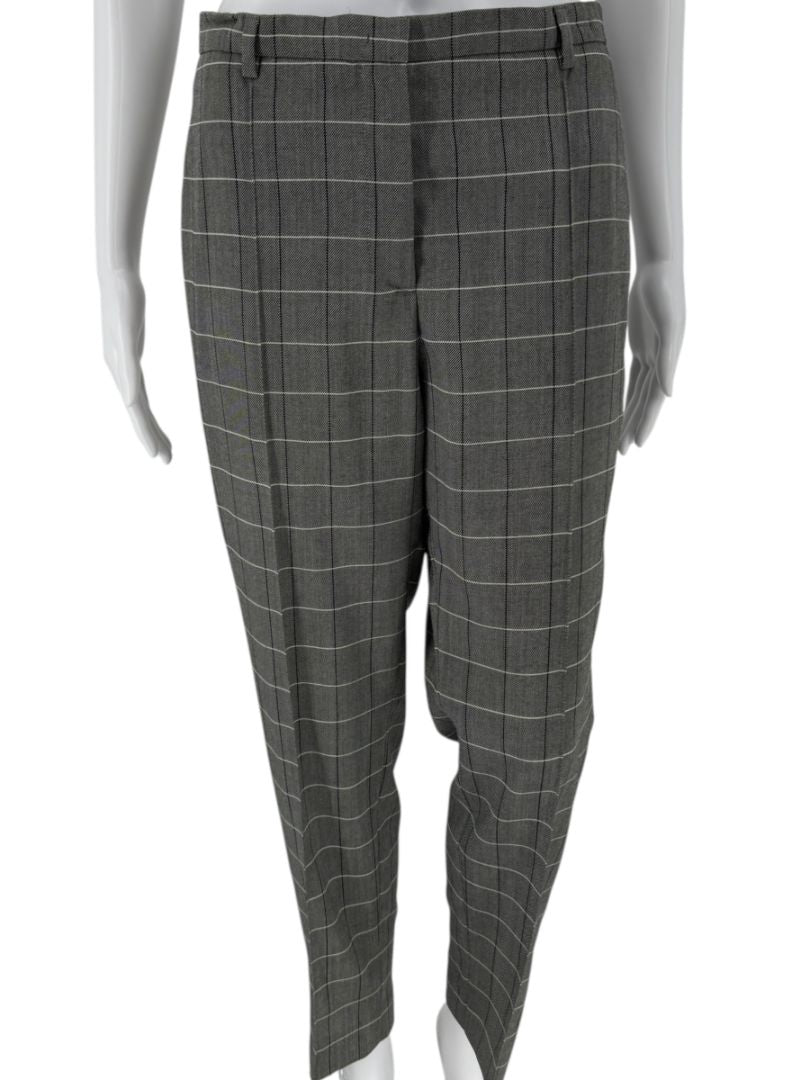 A-K-R-I-S Punto Grey Windowpane Wool Pantsuit – Jacket Size 8, Pants Size 10