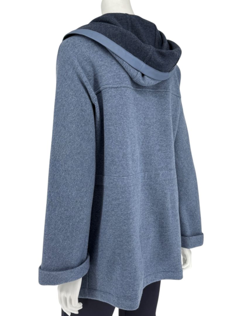 Loro Piana Blue Cashmere Blend Hooded Jacket with Leather Trim – Size M