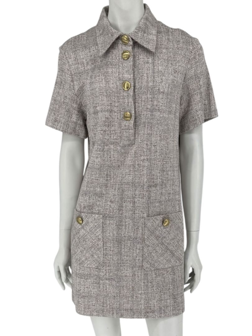 Rosetta Getty Textured Knit Collared Mini Dress – Size M